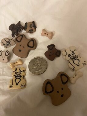 Dog Pets Decorative Dog Button Mix - Brown and Cream